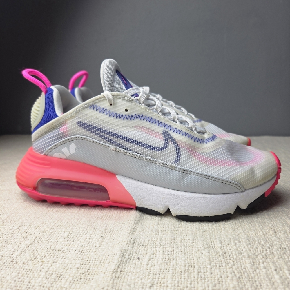 Nike Kids Air Max Sneaker - White with Pink & Purple Accents